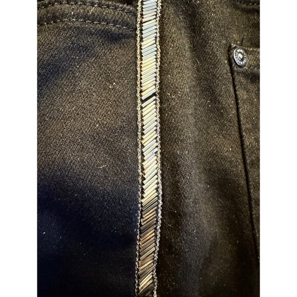 7 For All Mankind The High Waist Ankle Skinny Black Jeans with Silver Beads 26 - Picture 2 of 5